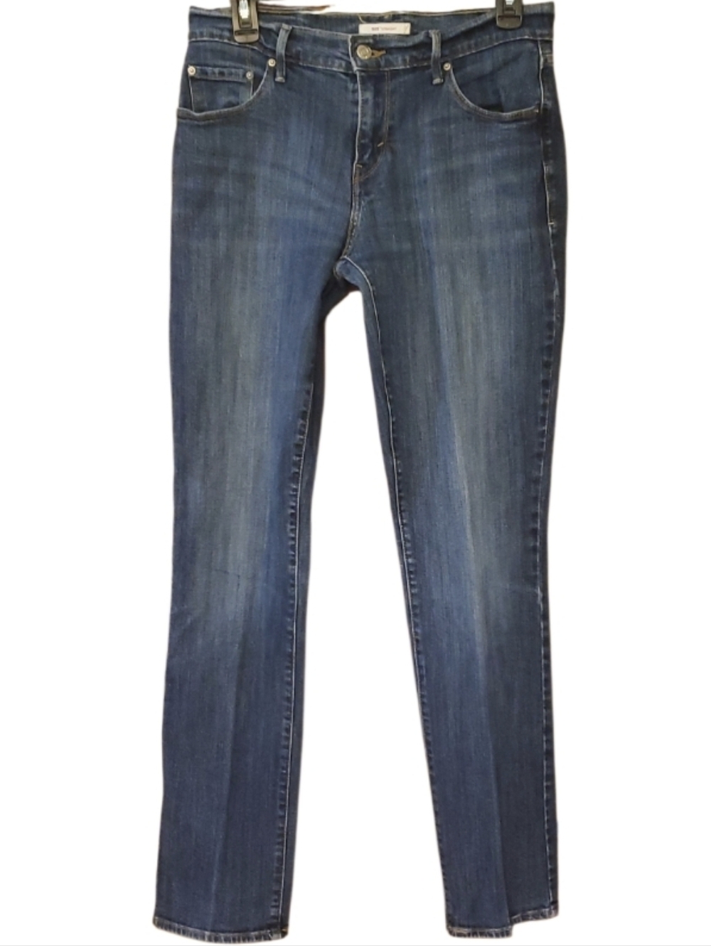 Levi's Womans Blue 505 Straight Denim Jeans with Contrast Stitching Size 28